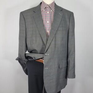 Croft Barrow Men's Sport Coat Blazer Two Button Gray Houndstooth Poly‎ Blend 48L